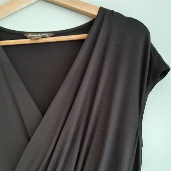 TOMMY BAHAMA Faux Wrap Short Sleeve Soft & Stretchy Dress Black Sz M - Picture 5 of 13